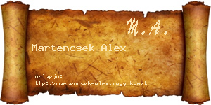 Martencsek Alex névjegykártya